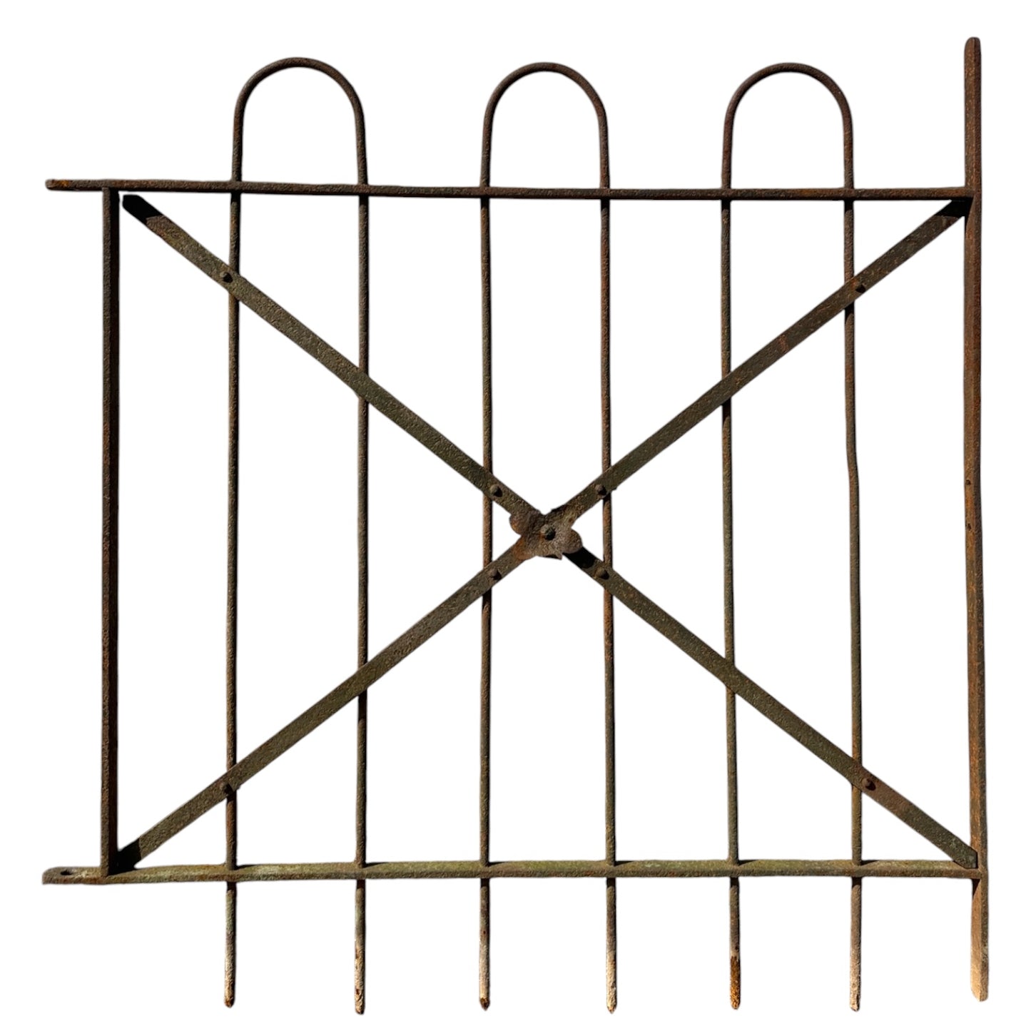 Antique Wrought Iron Hairpin Garden Gate - 33" W x 35" T - GA20976