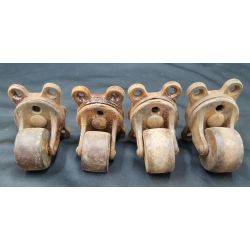 4 Cast Iron and Wood Swivel Casters #GA4265