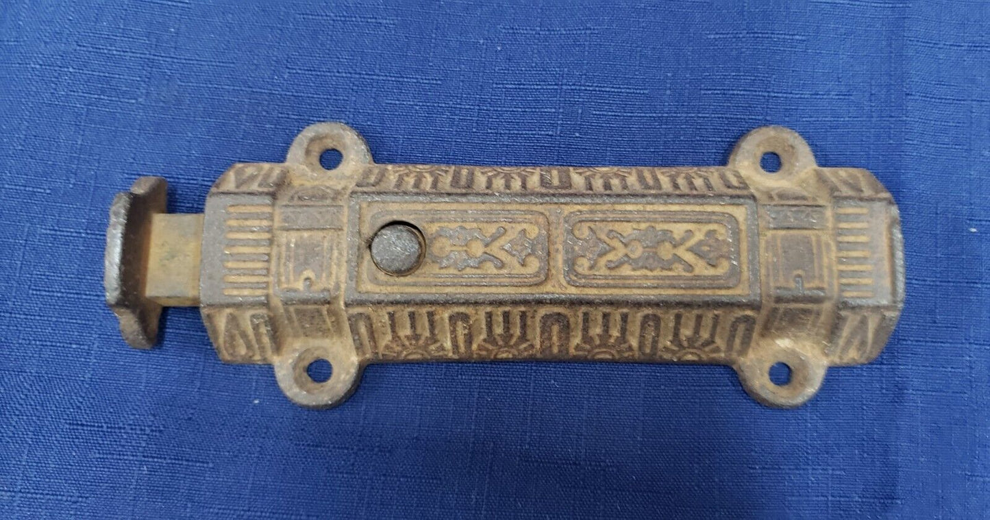 Cast Iron Victorian Eastlake French Door Bolt Lock 6" x 2 1/2" GS00397