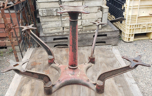 1880's Cast Iron Dye Factory Breakroom Table Base with 4 Swing Out Seats GA9357