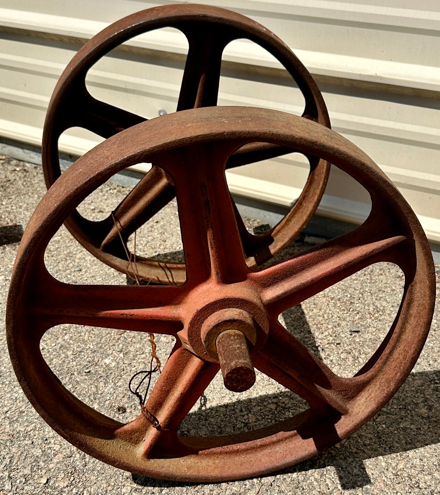 Pair of Industrial Cast Iron Cart Wheels GA20946