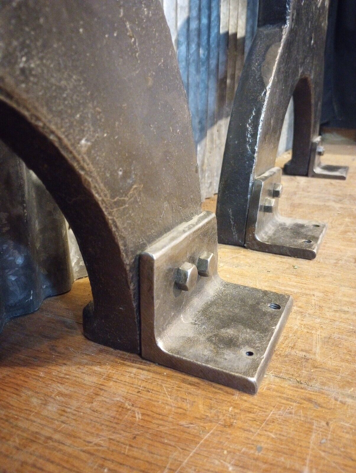 Pair of Art Deco Cast Iron Machine Legs 33 1/2" T x 19 3/4" W