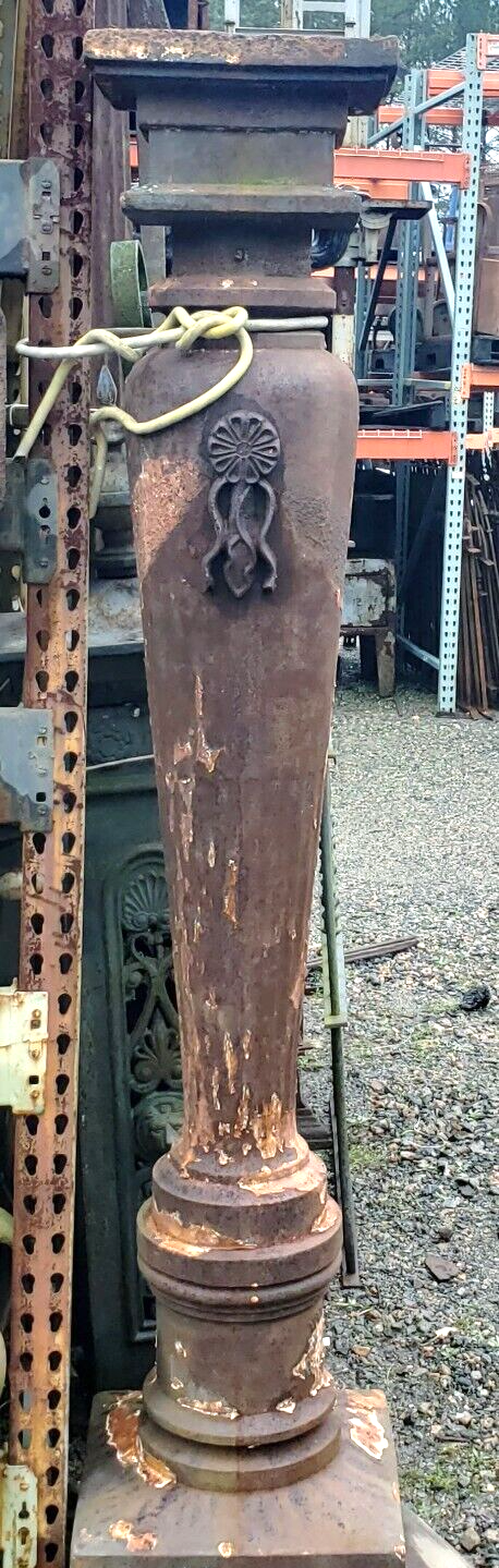 Rare & Ornate Cast Iron Fluted Pedestal 74" x 16" x 14" GA9789