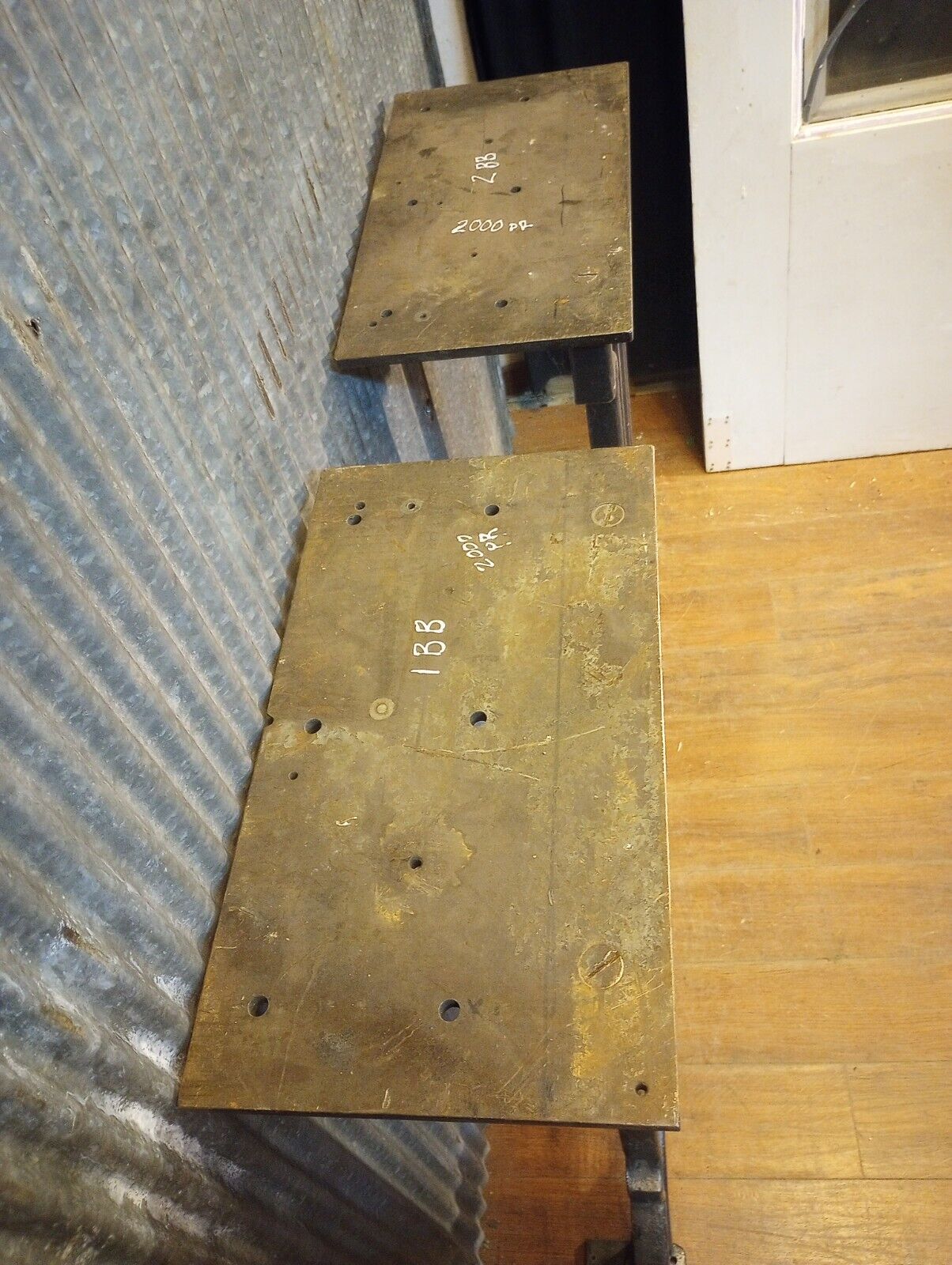 Pair of Art Deco Cast Iron Machine Legs 33 1/2" T x 19 3/4" W