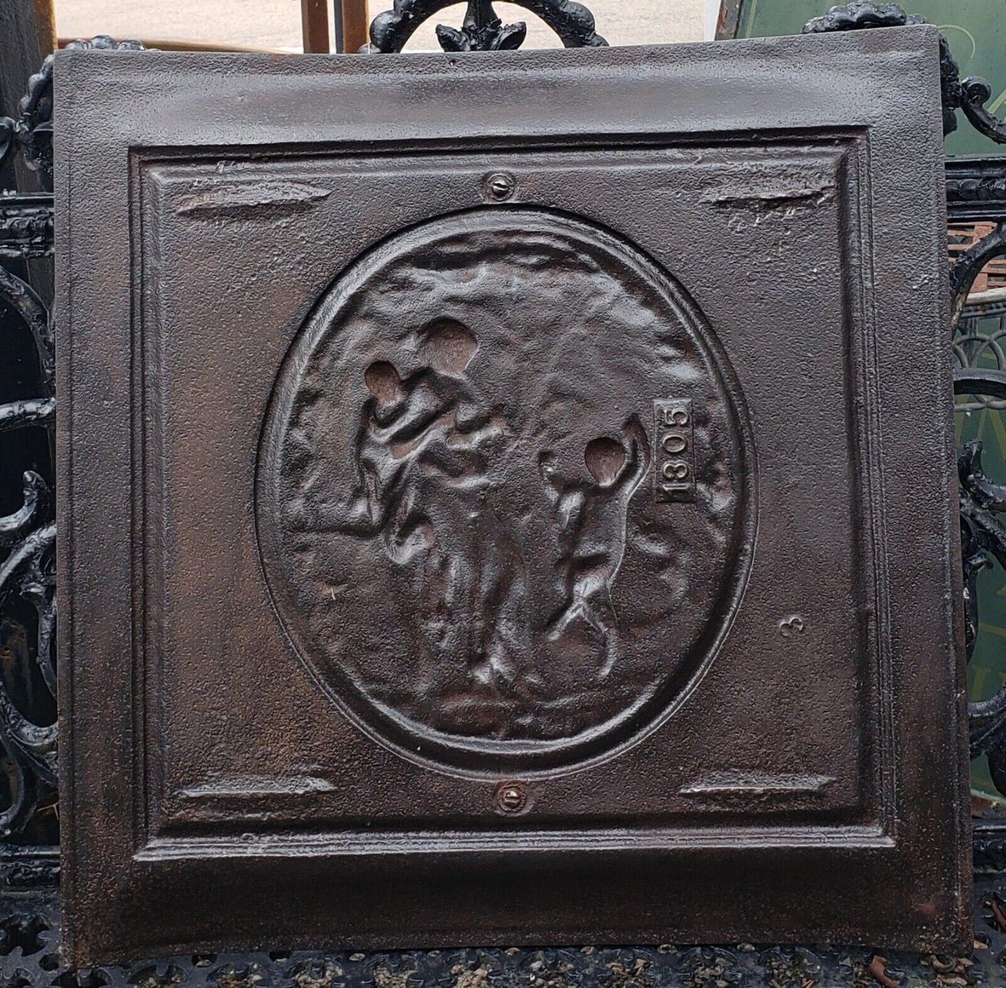 Restored Ornate Cast Iron Fireplace Summer Cover GA9794