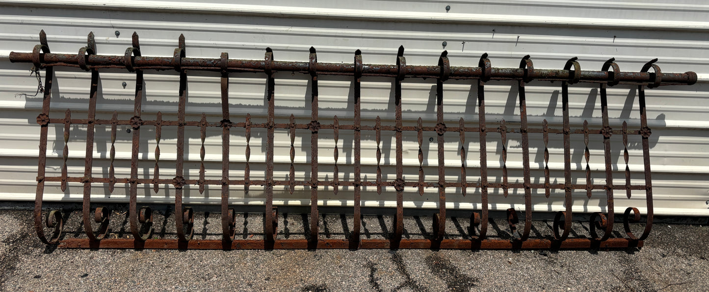 32 Feet of Iron Fence Panels with Pressed Tin Rosettes GA21366