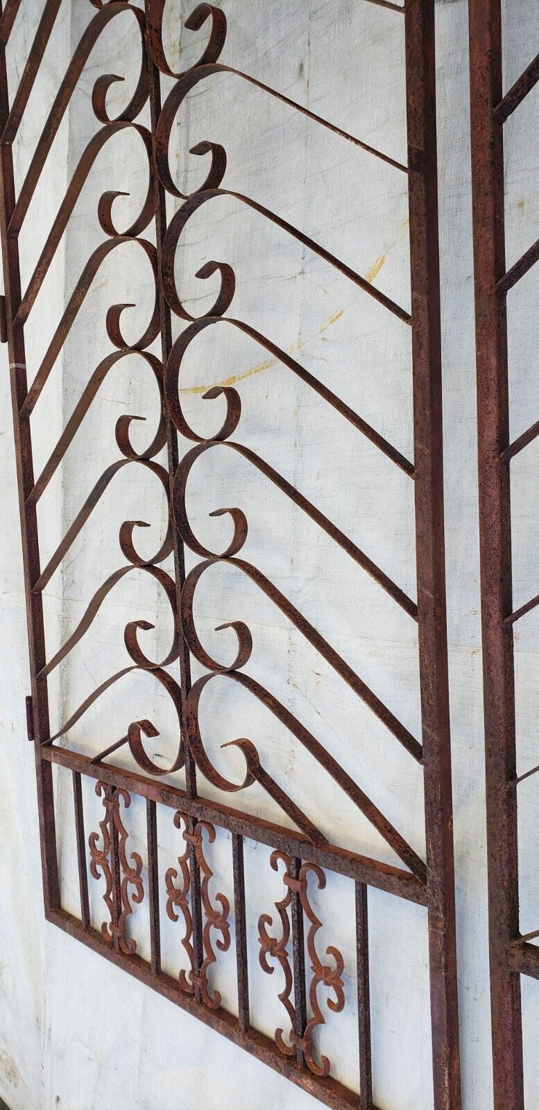 Pair of Unique Wrought Iron & Steel Gate Panels 95 3/4" Tall by 45" Wide GA9444