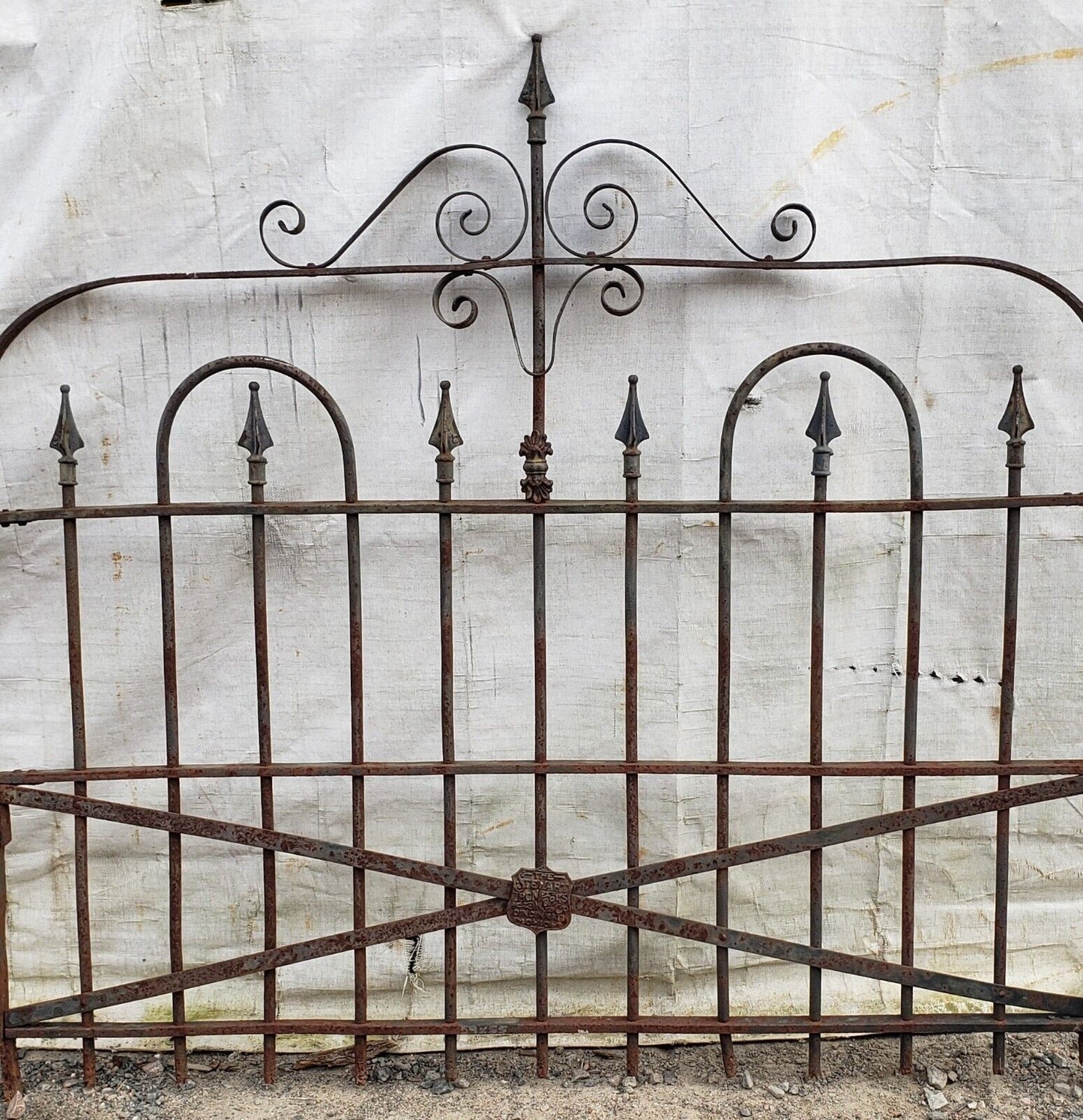 Ornate Wrought Iron Gate with Bottom Cross Hatch Design 58 1/2" x 56" GA9536