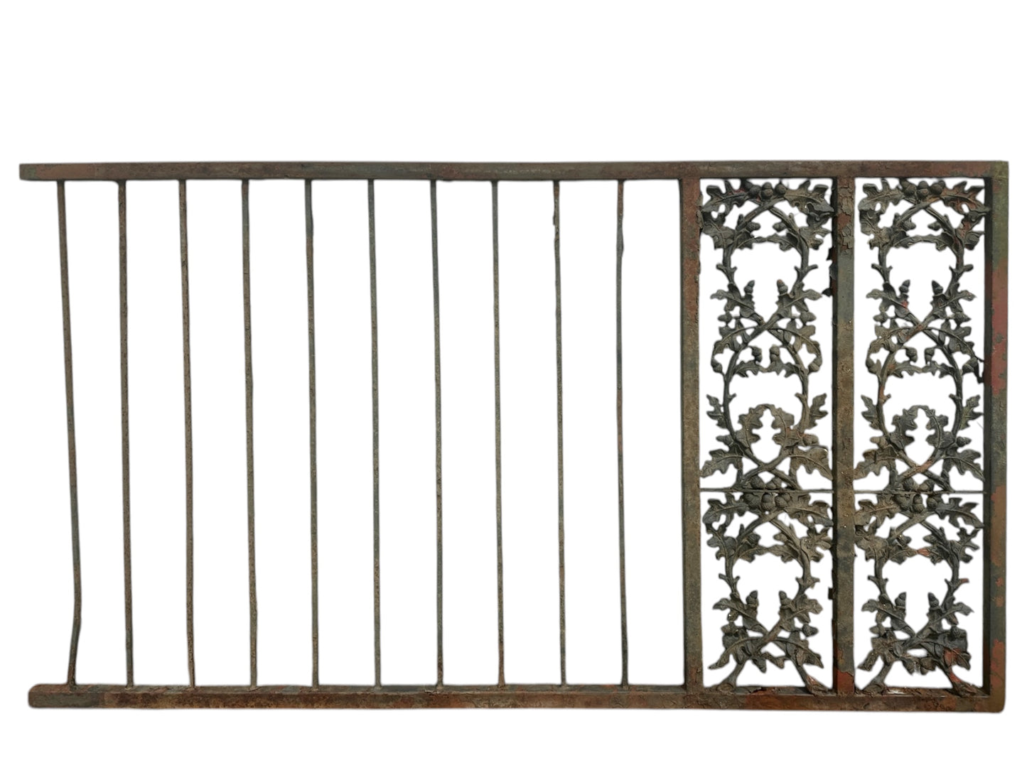 91 Ft of Antique Wrought Iron Fencing w/ Decorative Panels GA20999