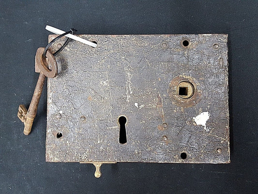 Authentic Early 1800s Metal Lock Set with Key