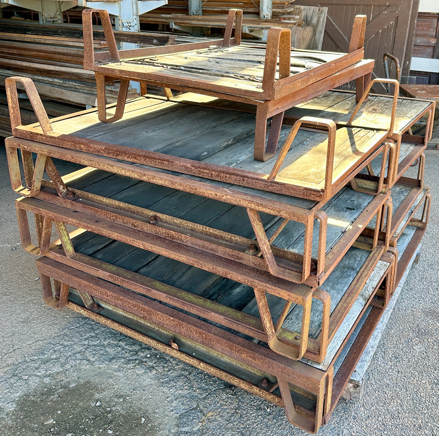 Antique Industrial Cast Iron Pallet w/ Wood Slats - 12 Available GA20528