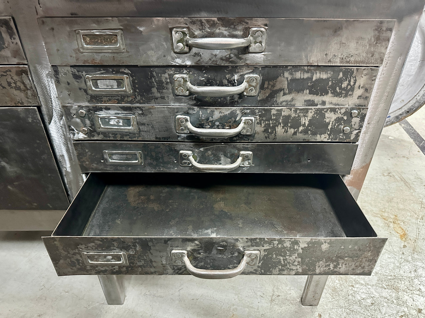 Industrial Salvaged Butcher Block & Steel Work Table GA20813