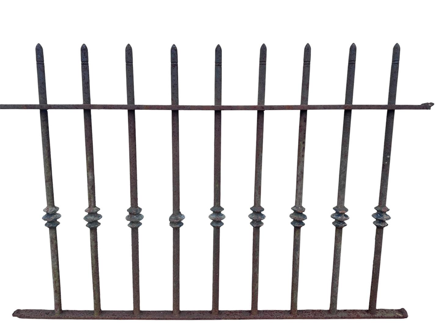 31' Ft of Antique Iron Picket Fencing w/ Lead Ornamental Knuckles GA21057