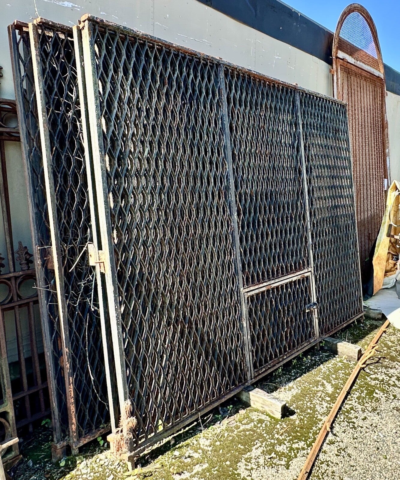 1920s Hand-Riveted Honeycomb Pattern Steel Gate Panels GA20211