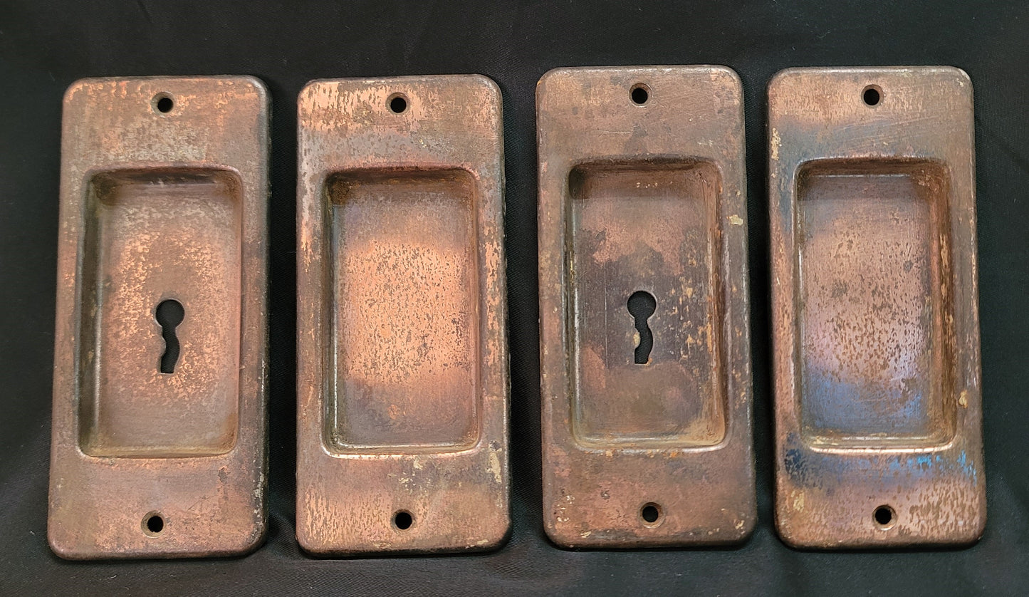 Set of 4 Pocket Door Keyhole Escutcheon Plates 4 9/16" x 2 1/8" GS01047