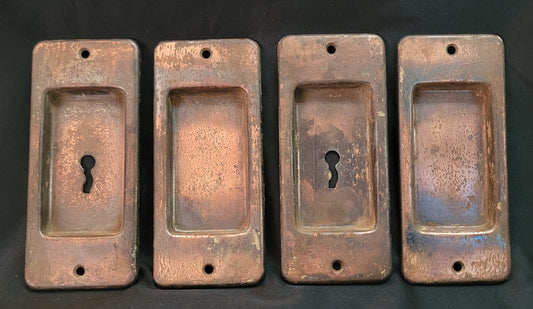 Set of 4 Pocket Door Keyhole Escutcheon Plates 4 9/16" x 2 1/8" GS01047