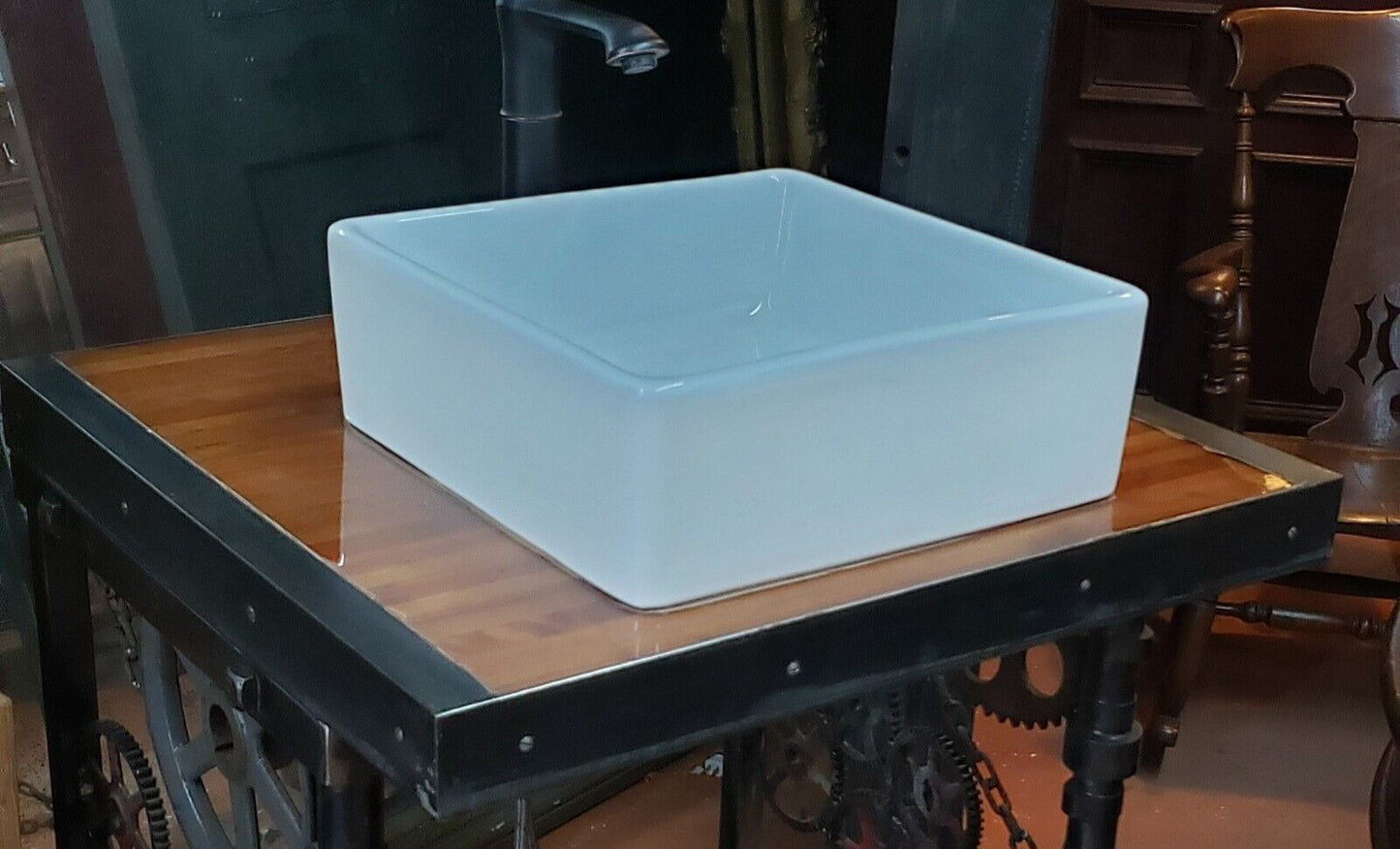 Custom Made Industrial Gear Piston Wrench Bathroom Vessel Sink & Faucet GS00087