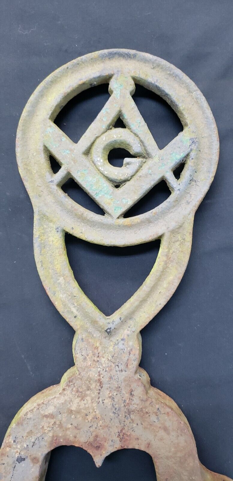 Pair of Masonic Freemasonry Cast Iron Andirons