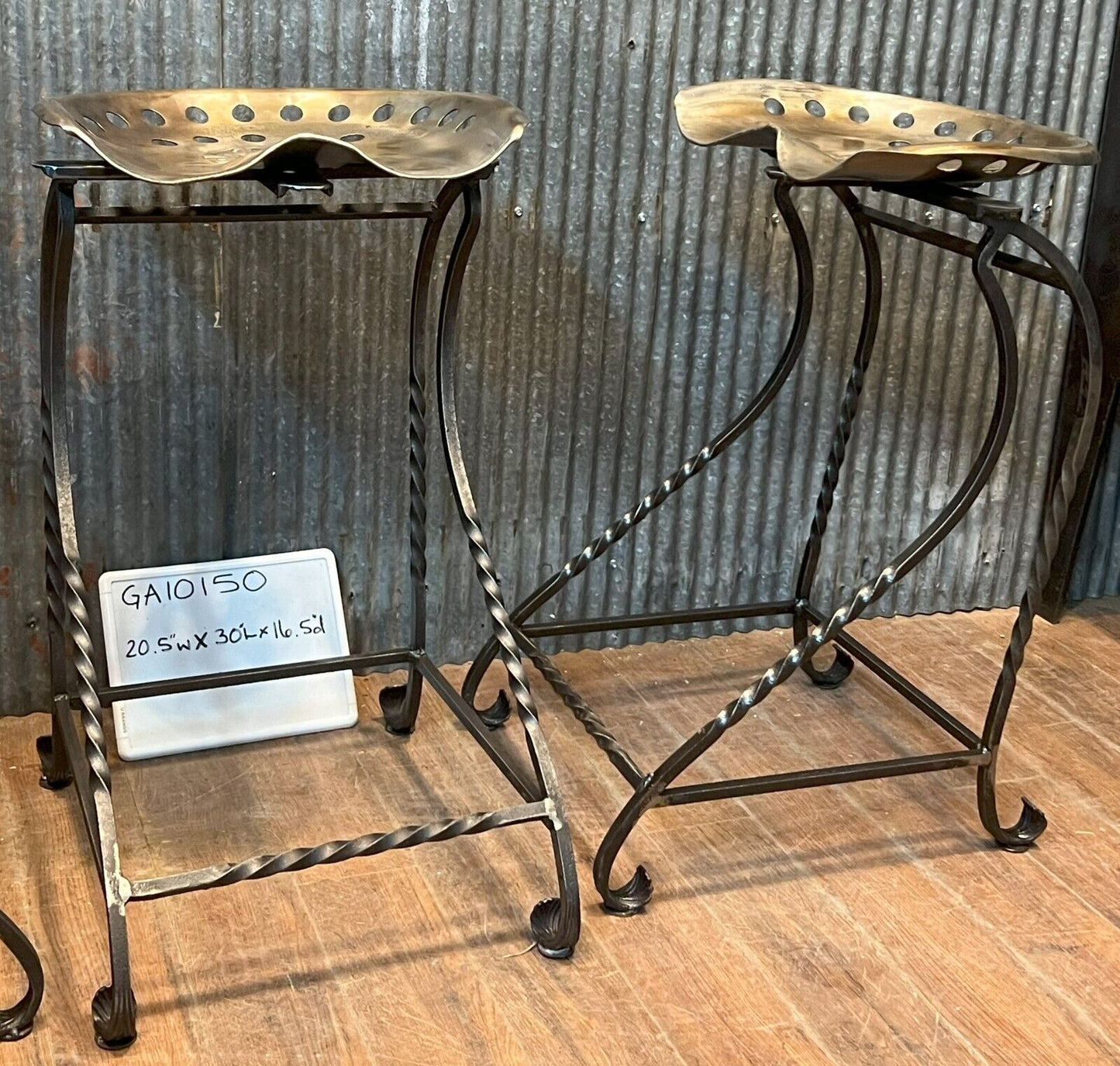 Repurposed Tractor Seat Bar Stool with Wrought Iron Frame GA10150