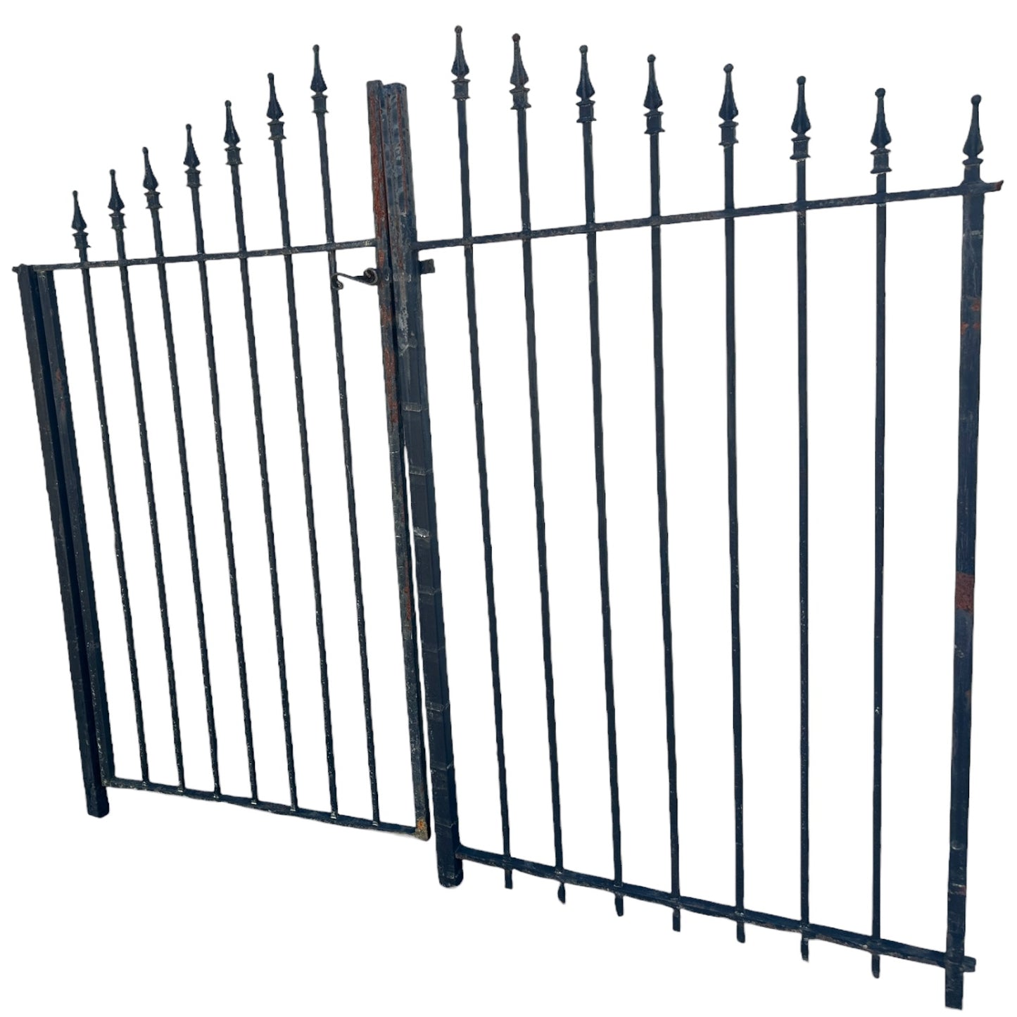 Antique Wrought Iron Entrance Gate Pair w/ Latch GA20907