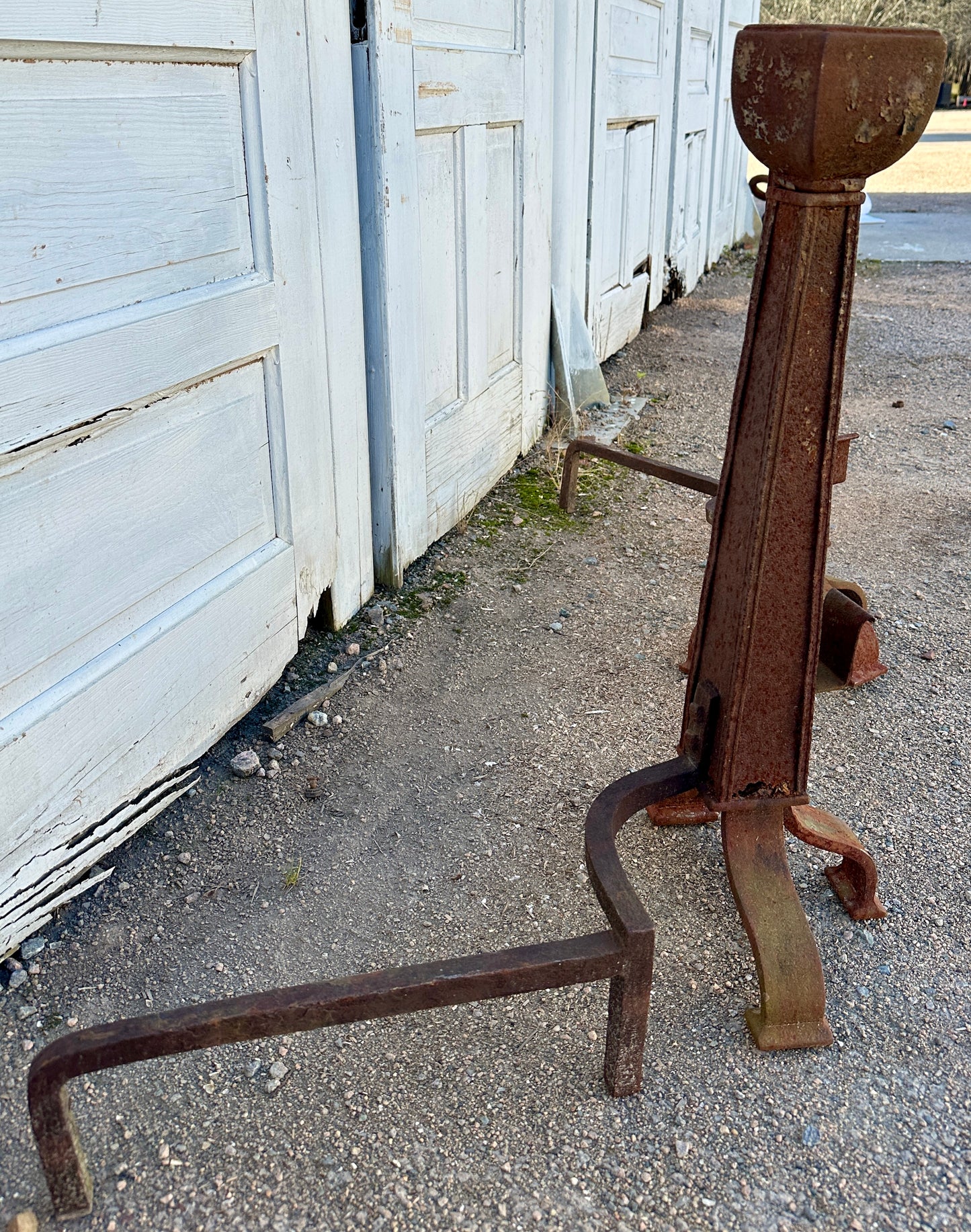 Large Antique Cast Iron Fireplace Andiron Pair GA20527