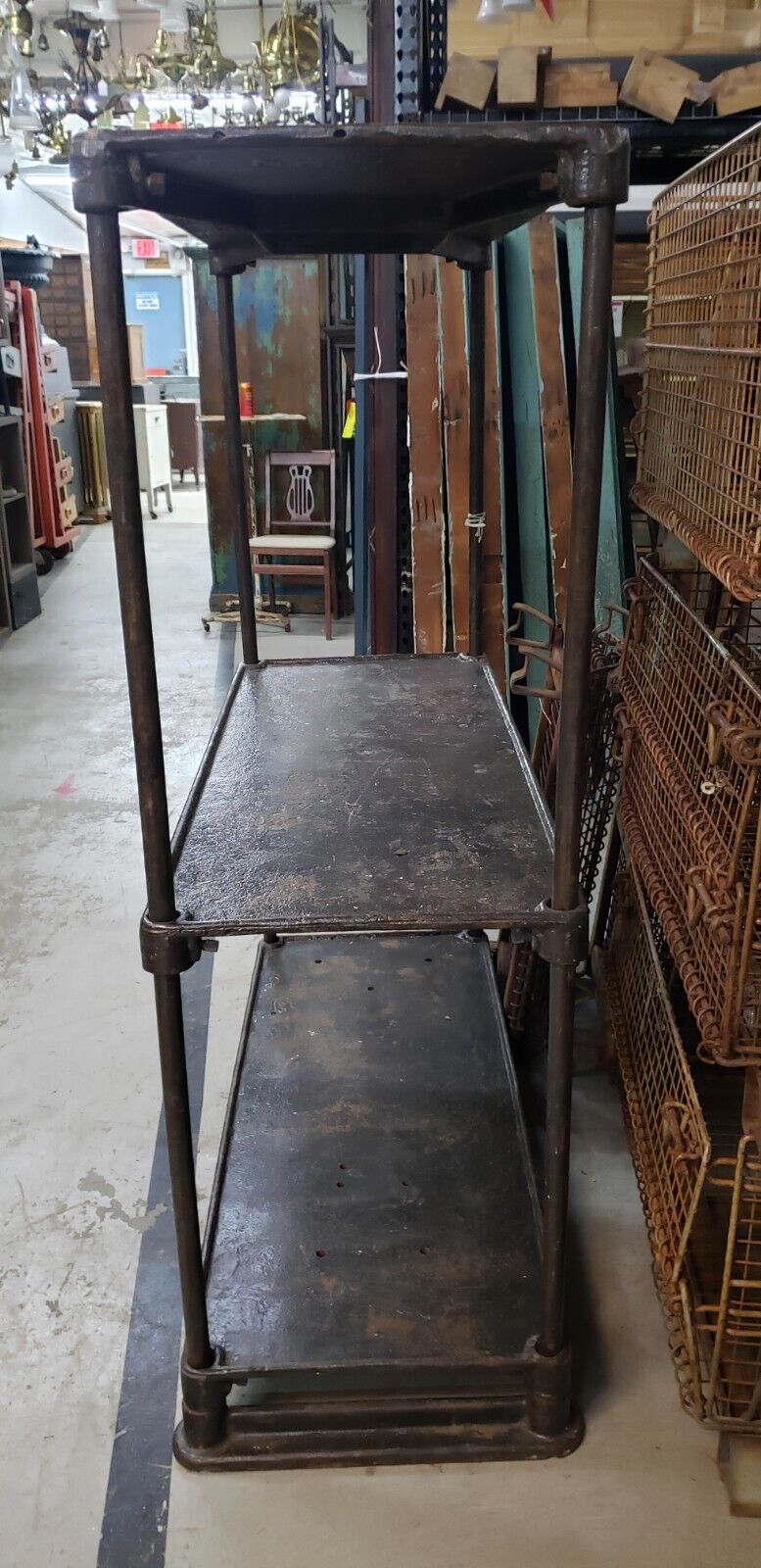 Salvaged Factory Cast Iron Three Tiered Etagere Shelf