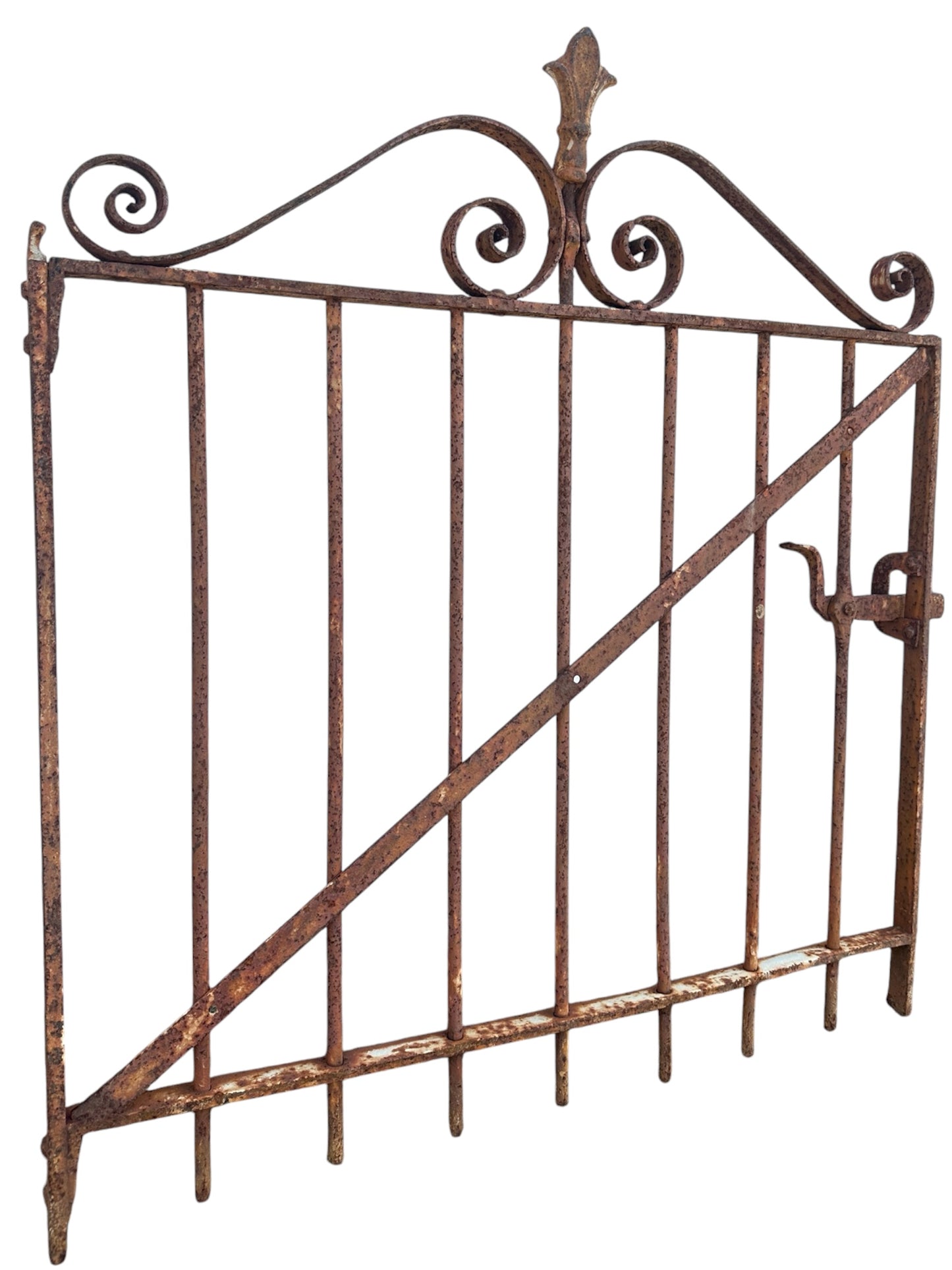 Antique Wrought Iron Arch Top Garden Gate - 34.5" W x 37.5" T - GA20973