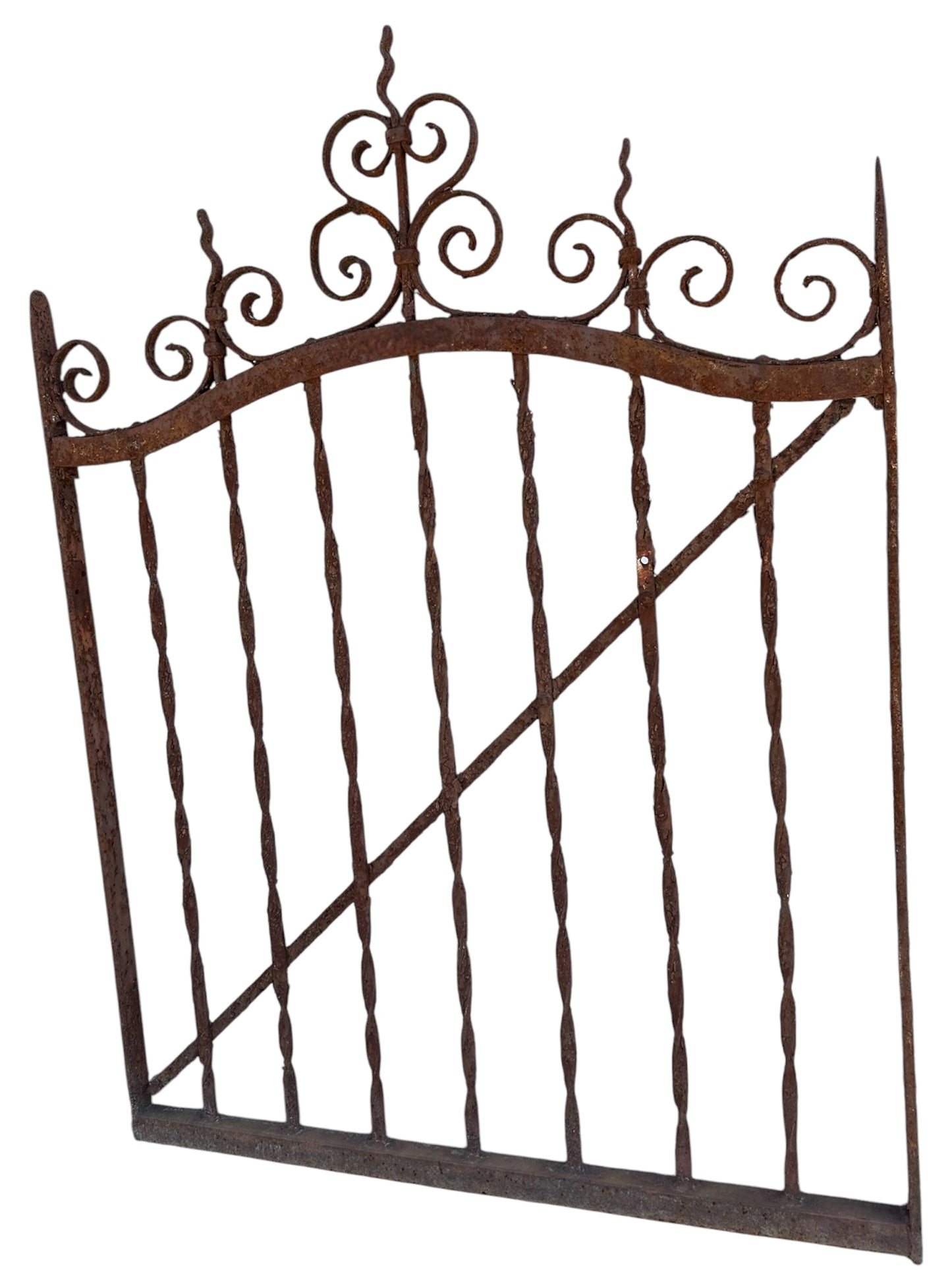 Antique Wrought Iron Garden Gate w/ Scrollwork 35" W x 48" T - GA20994