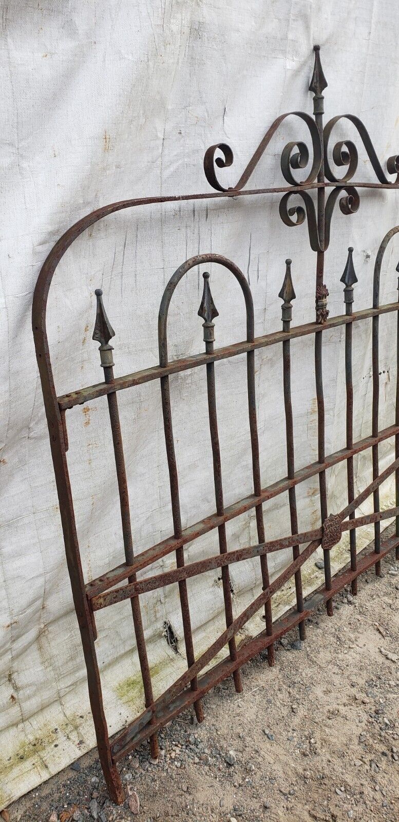 Ornate Wrought Iron Gate with Bottom Cross Hatch Design 58 1/2" x 56" GA9536