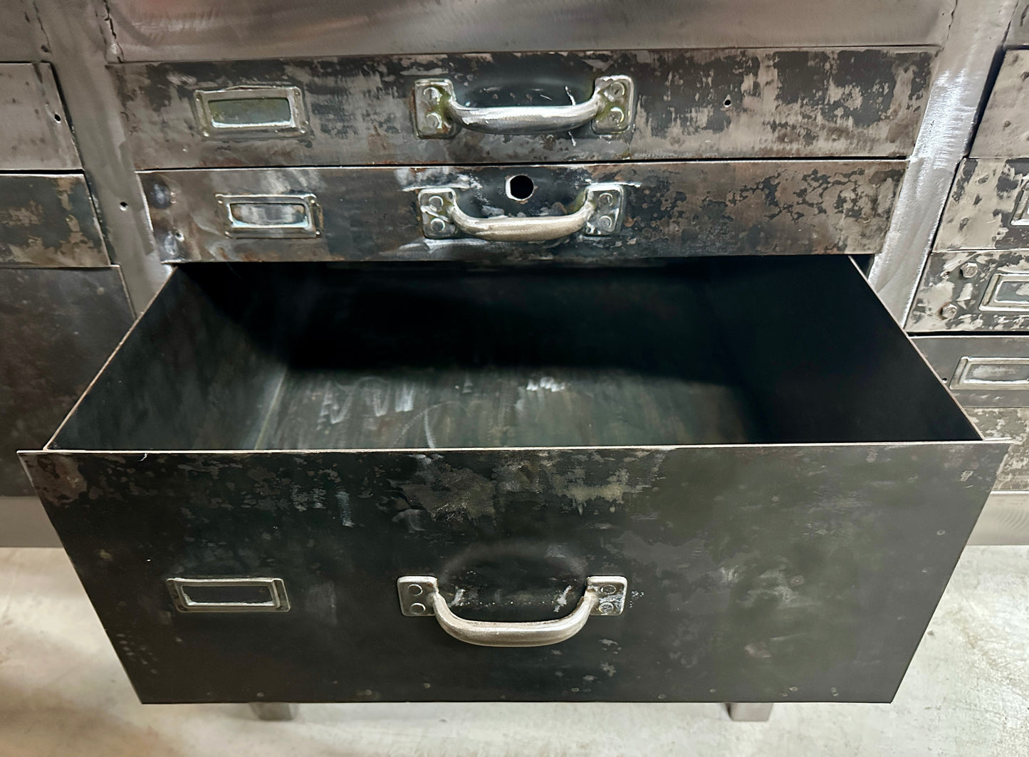 Industrial Salvaged Butcher Block & Steel Work Table GA20813