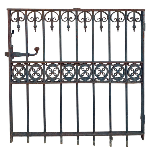 Antique Wrought Iron Victorian Style Garden Gate - 39" W x 39.75" T - GA20972