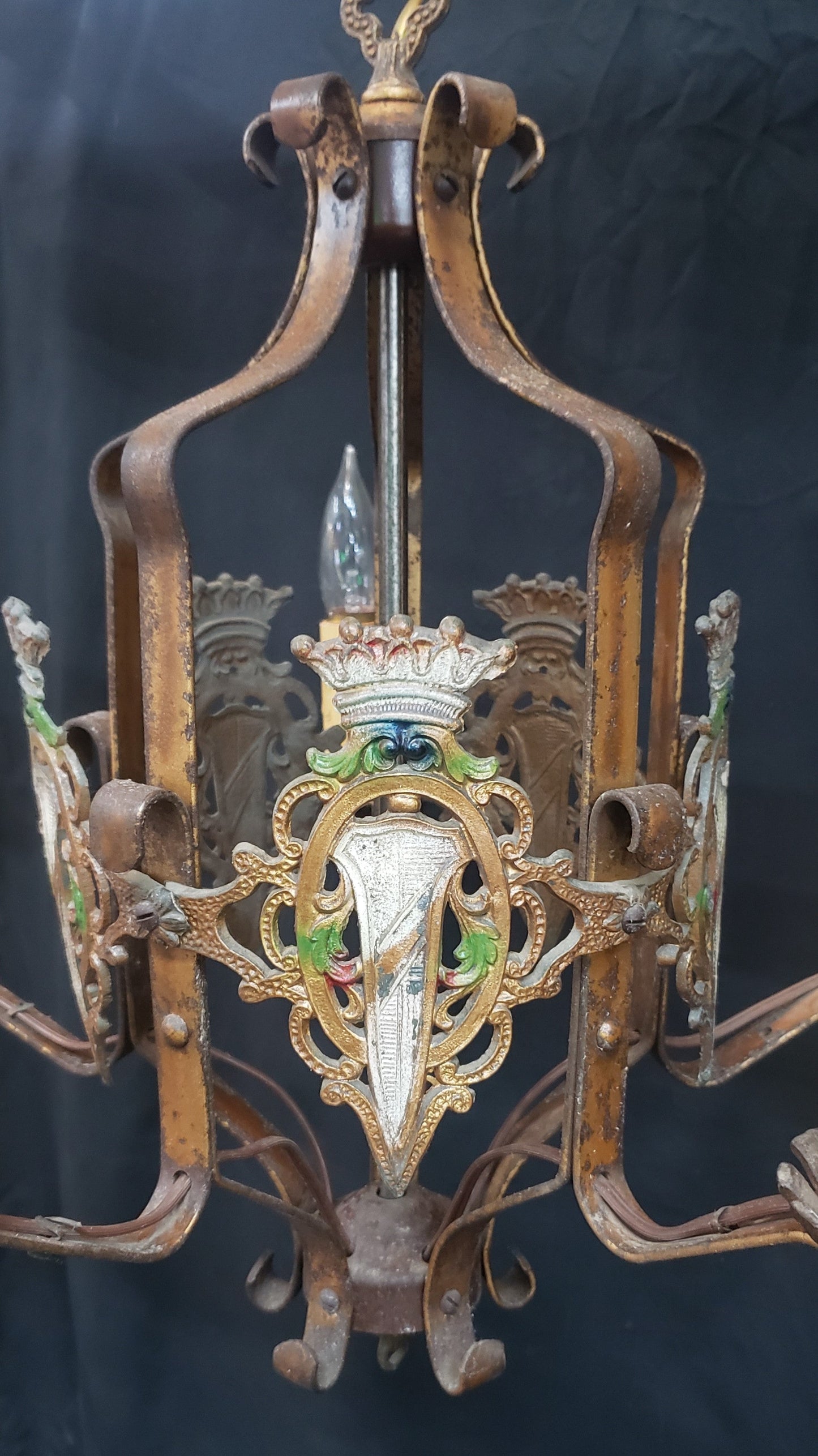 Spanish Revival Style 5 Light Wrought Iron Chandelier w/ Pendant Light GA9056