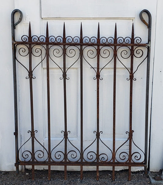 Ornate Wrought Iron Gate w/ Heart Shaped Scrolls 30 1/8" W x 39 1/4" T GS00107