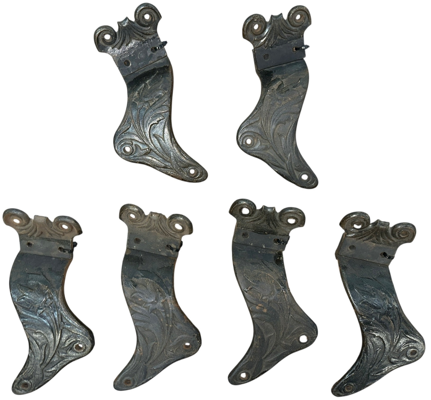 Victorian Cast Iron Handrail Brackets - 2 Left-Side, 4 Right-Side - GA20718