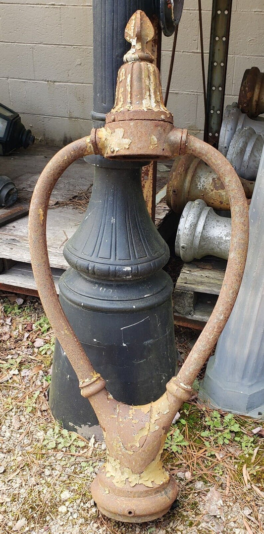 Vintage GE Cast Iron Halo Pole Top Light Fixture Frame 45" x 20" GS00363