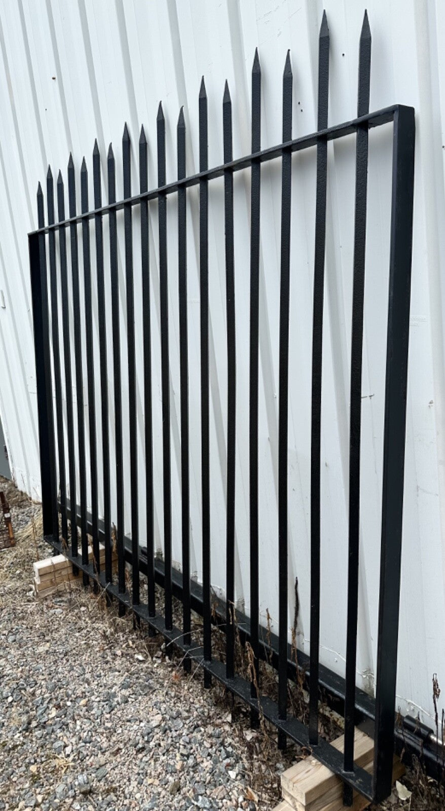 Painted Iron Driveway Gate Pair w/ Spear Top Finials GA20155