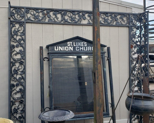Solid Cast Iron Ornate 3 Piece Porch Trellis 104" Wide by 103" Tall GA9546