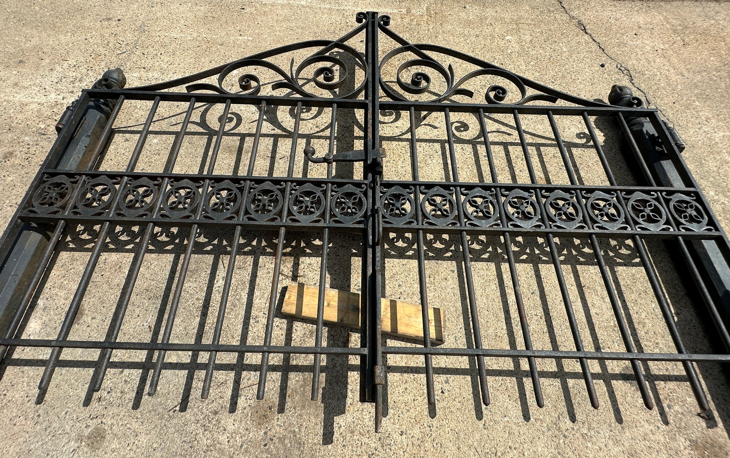Antique Iron Entryway Gates w/ Ornate Cast Iron Posts GA20318