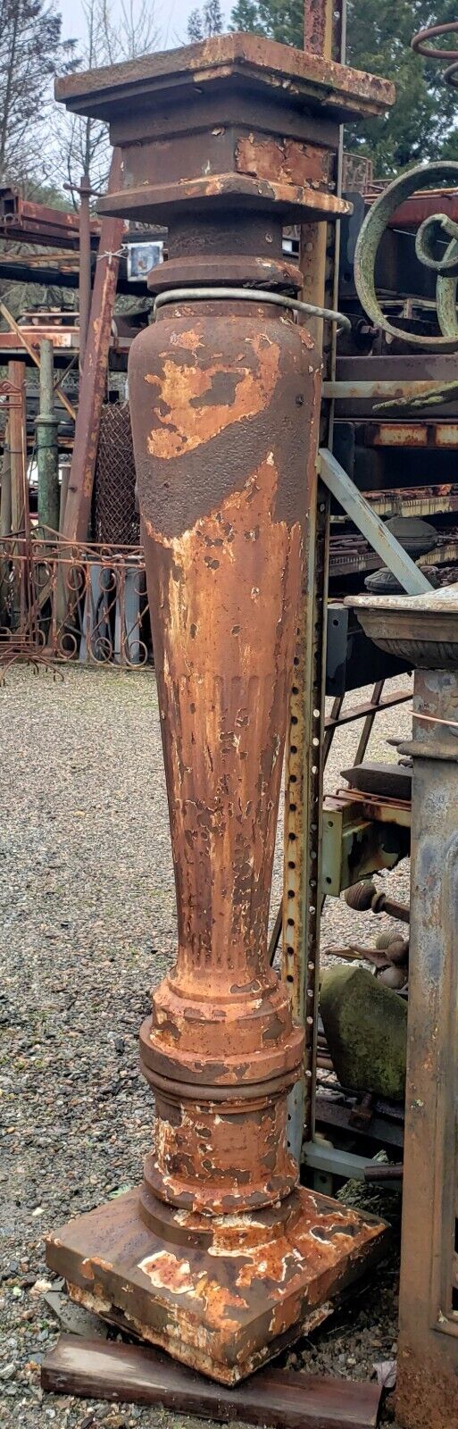 Rare & Ornate Cast Iron Fluted Pedestal 74" x 16" x 14" GA9789