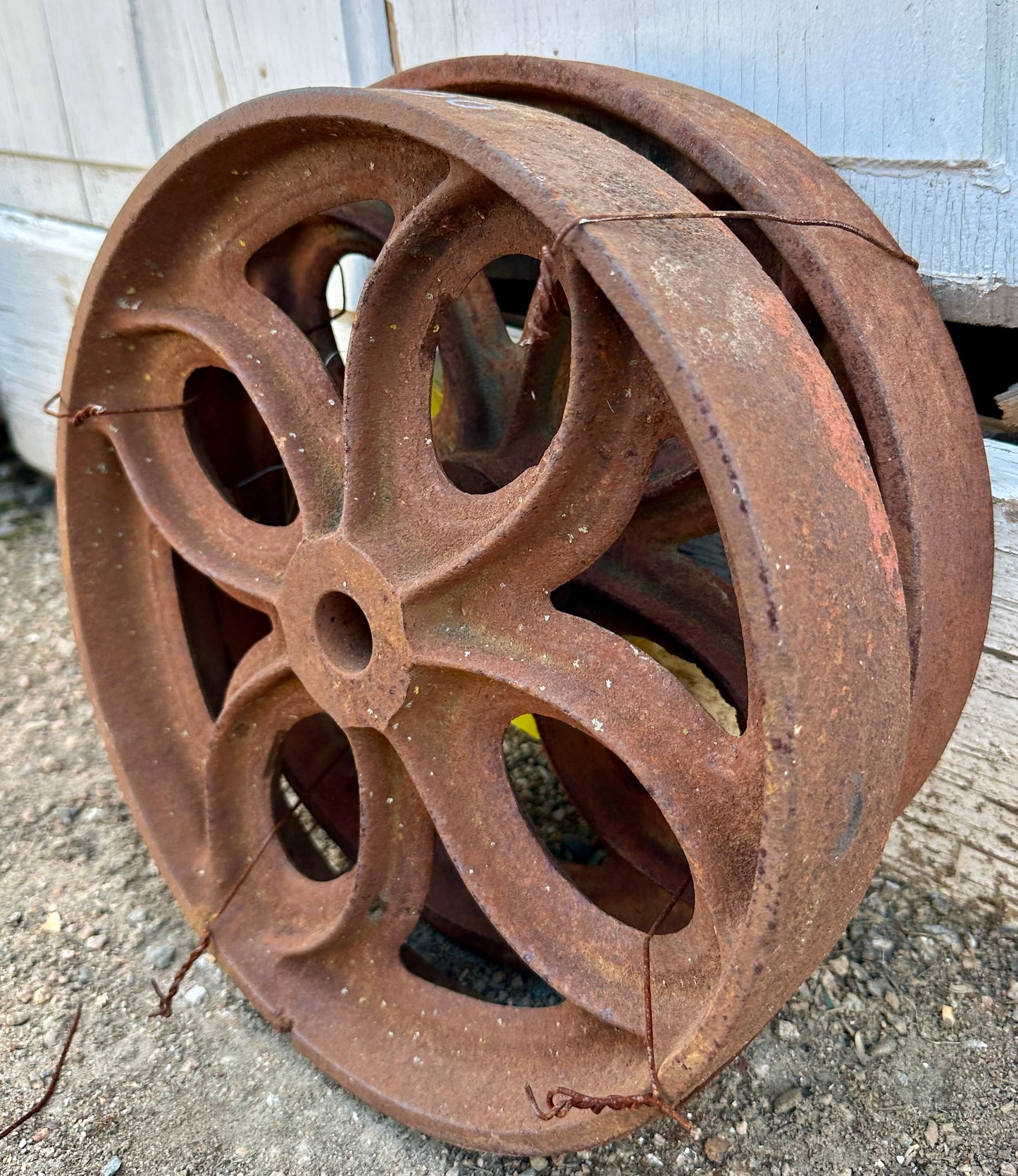 Pair of Industrial Cast Iron Cart Wheels GA20927
