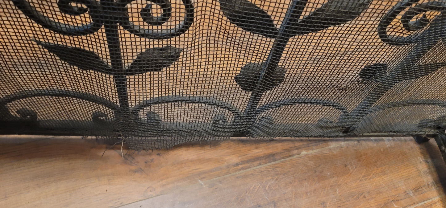 Vintage Ornate Wrought Iron Fireplace Fender 64" L x 16 1/2" T x 14" D GS00820