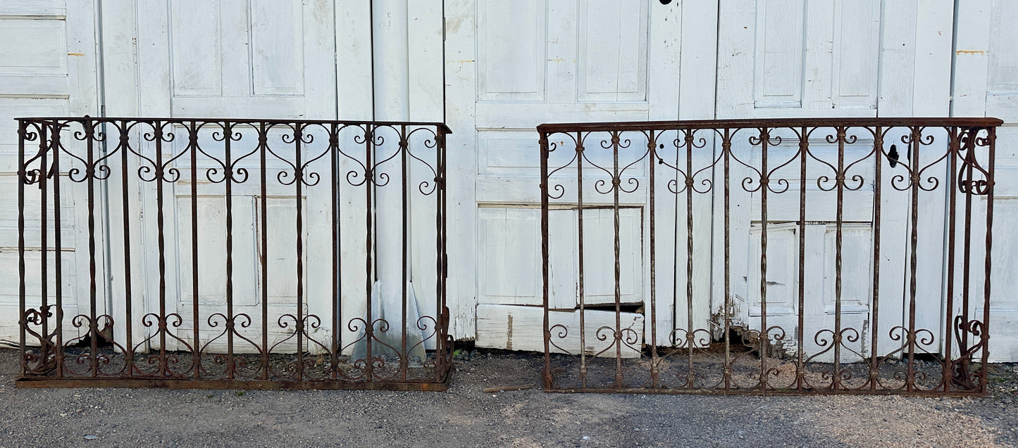 Set of 2 Three-Sided Antique Wrought Iron Balcony Railings GA20513