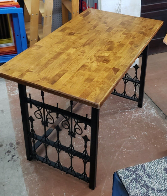 Custom Made Wrought Iron & Wood Rare 4 Foot Console Table 48" x 27" GS00088