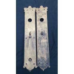 Pair of Large Solid Brass Art Nouveau Door Pull Plates With Mortise Lock and Deadbolts #GA1091