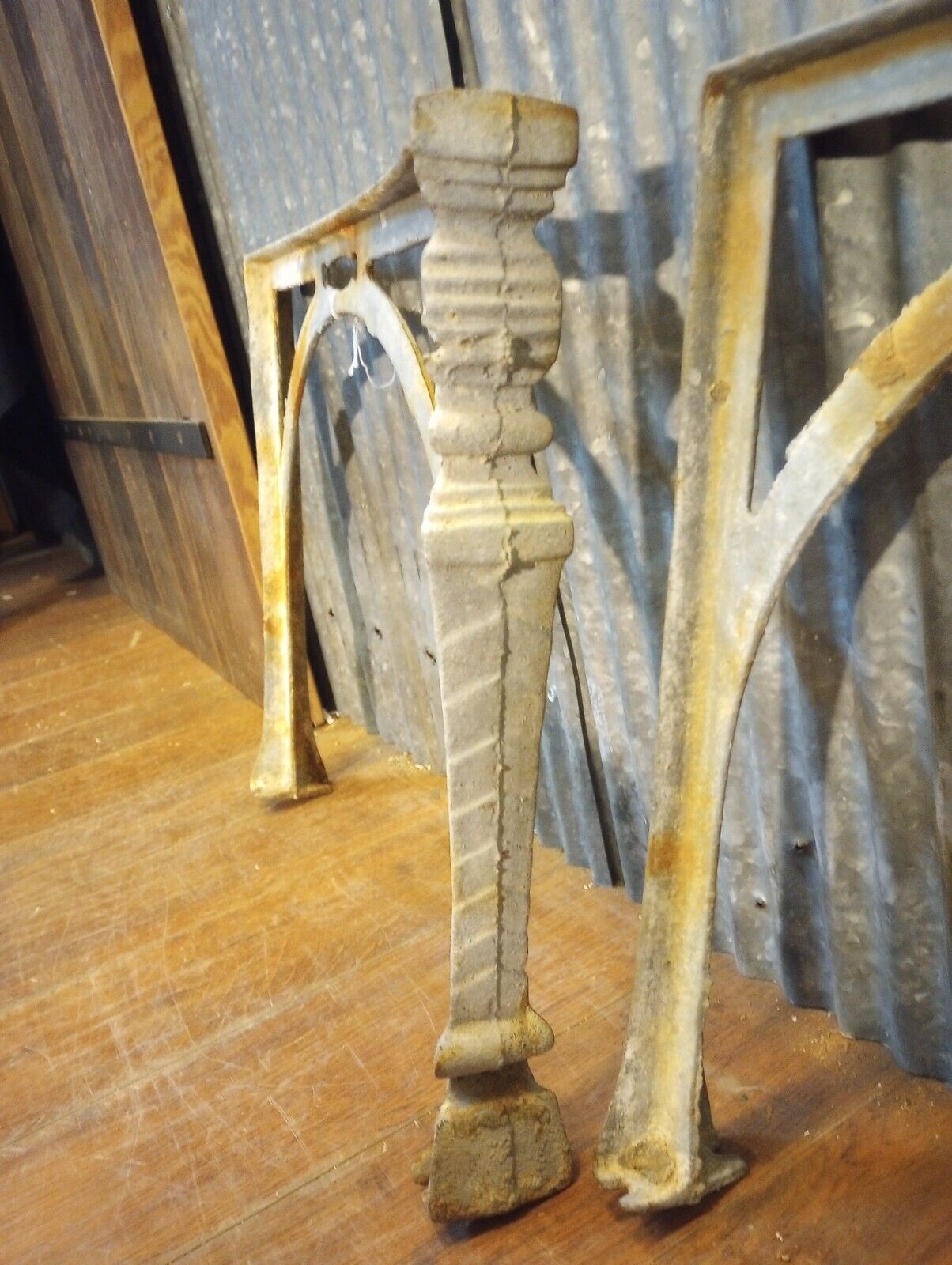 Pair of Art Deco Cast Iron Machine Legs 16" Tall x 18 1/2" Wide