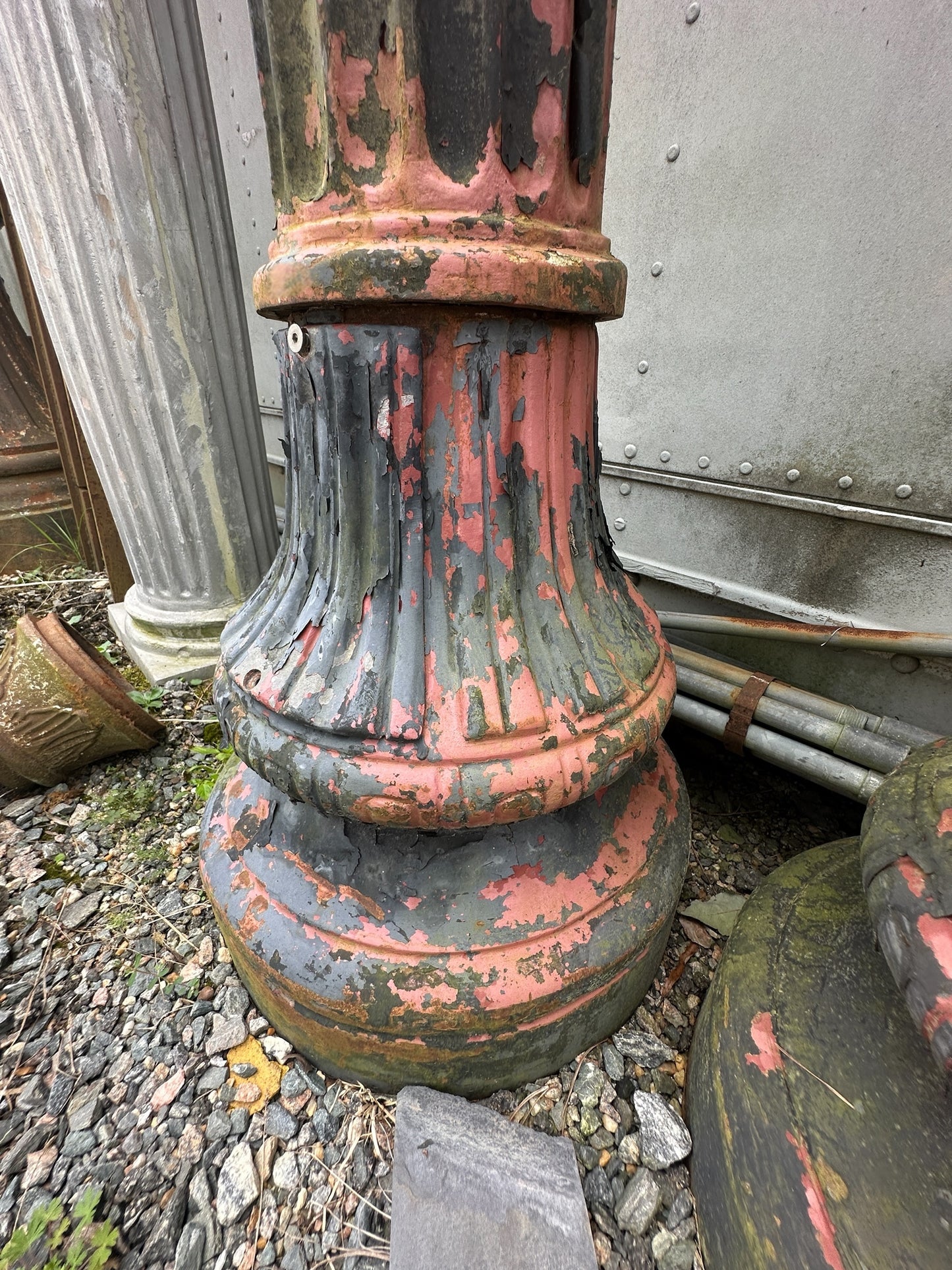 10 Ft Cast Iron Fluted Street Lamp Posts GA20290 - 3 Available!