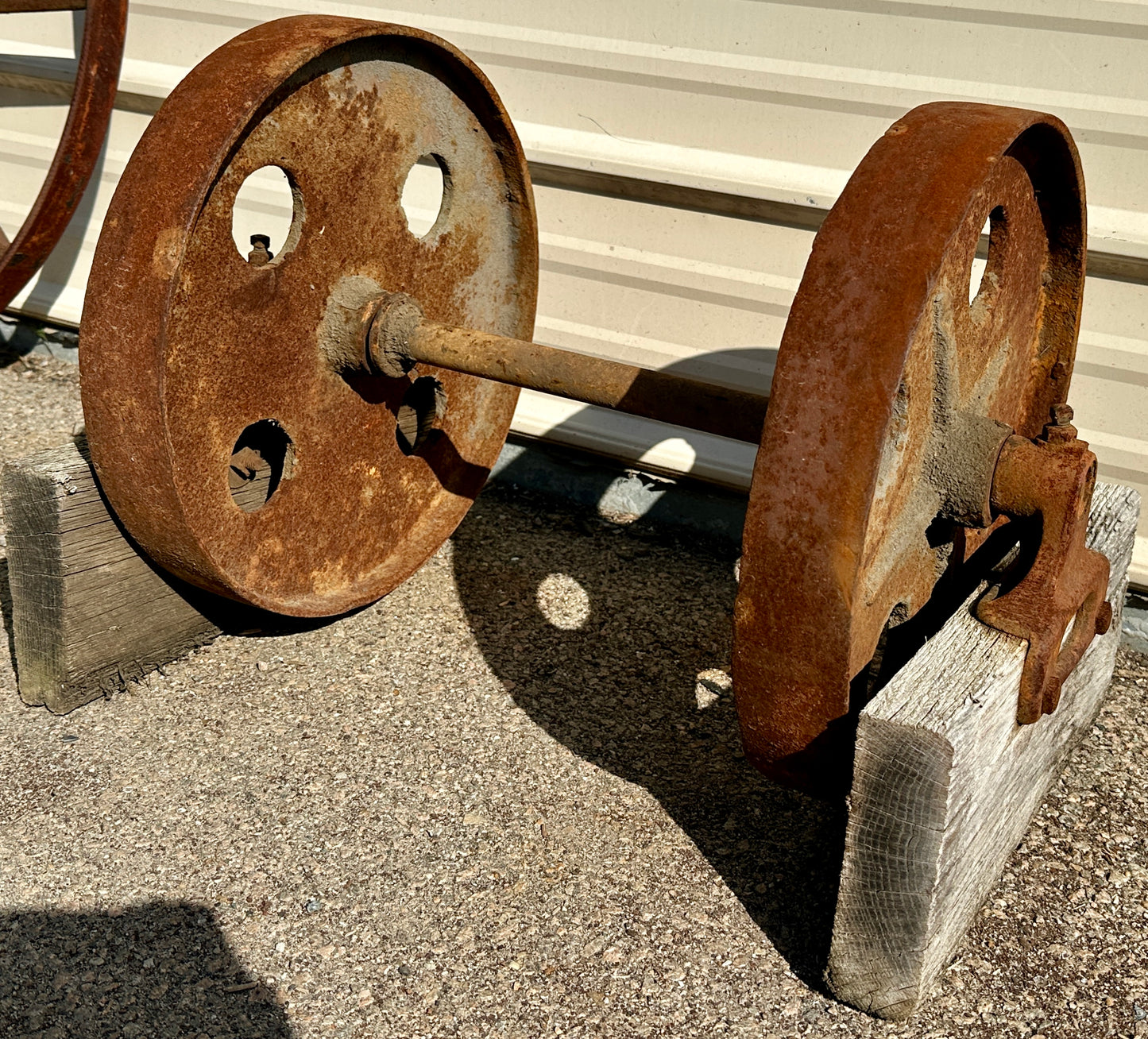 Pair of Industrial Cast Iron Cart Wheels GA20914