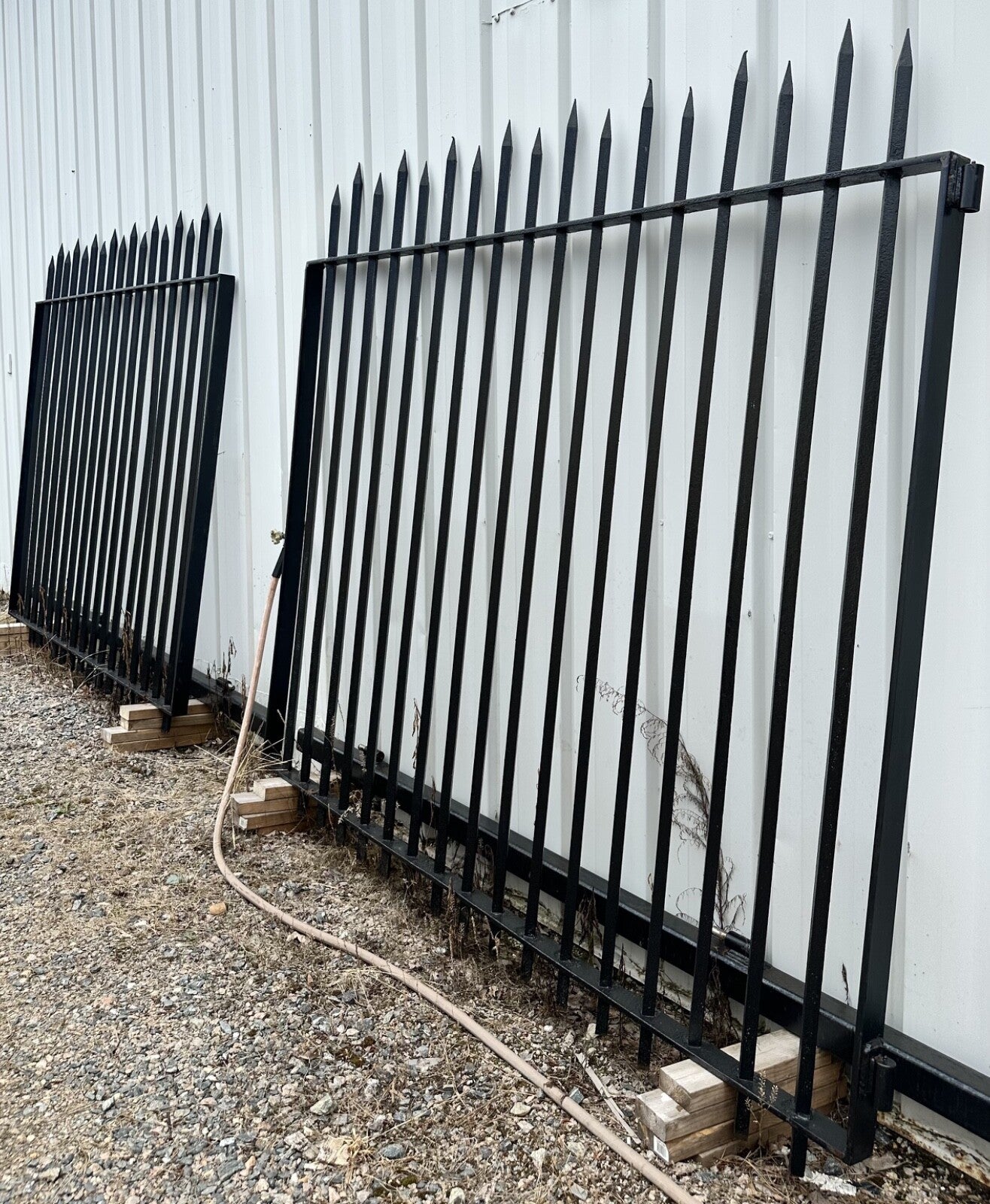 Painted Iron Driveway Gate Pair w/ Spear Top Finials GA20155