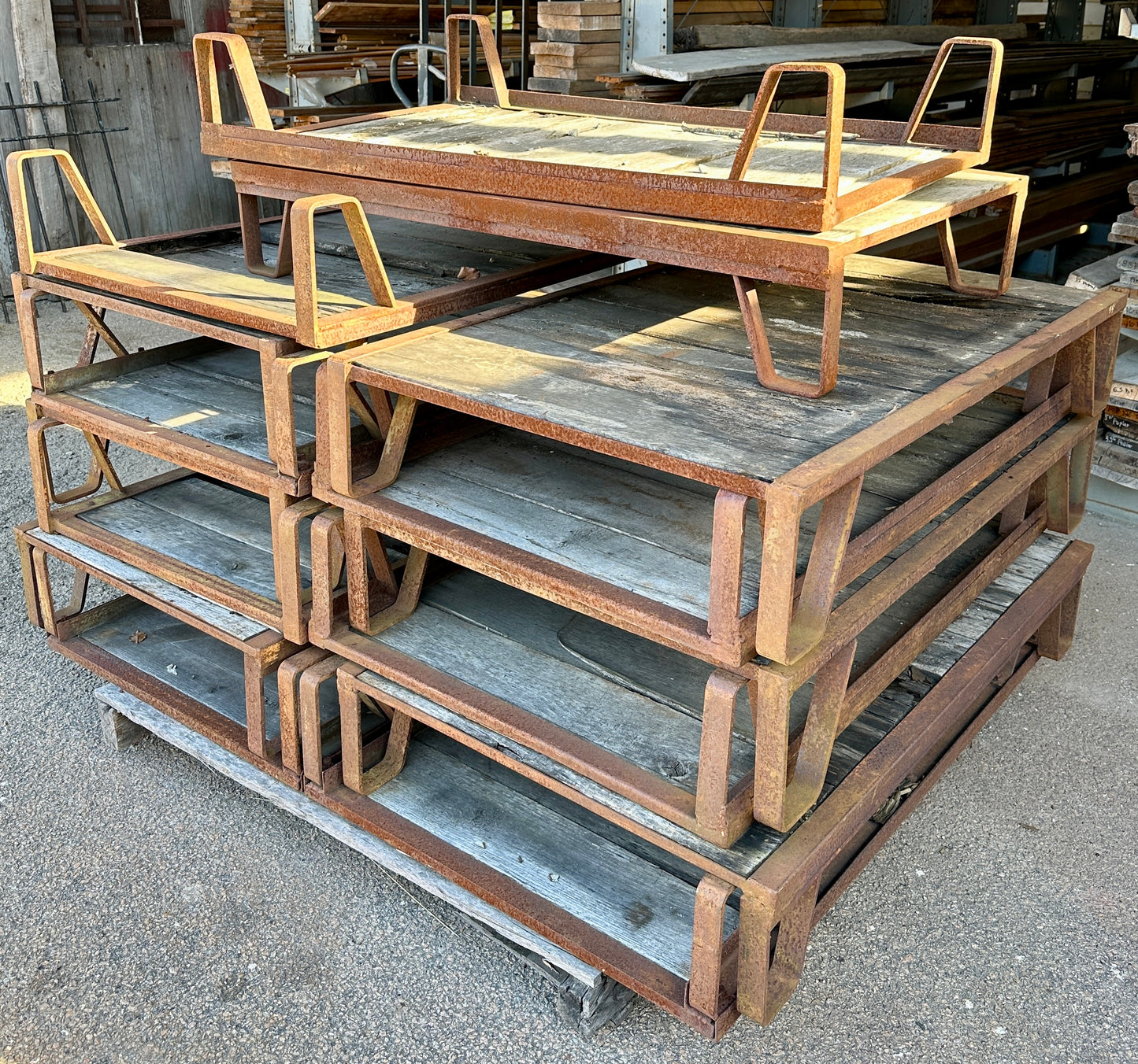 Antique Industrial Cast Iron Pallet w/ Wood Slats - 12 Available GA20528