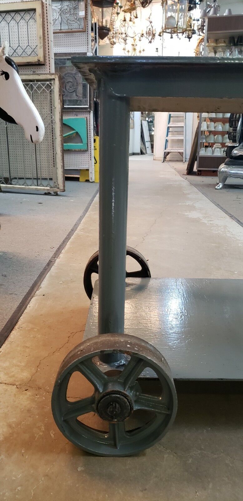 Heavy Duty 2 Shelf Steel Industrial Cart With Stop Break - Local Pick Up Only